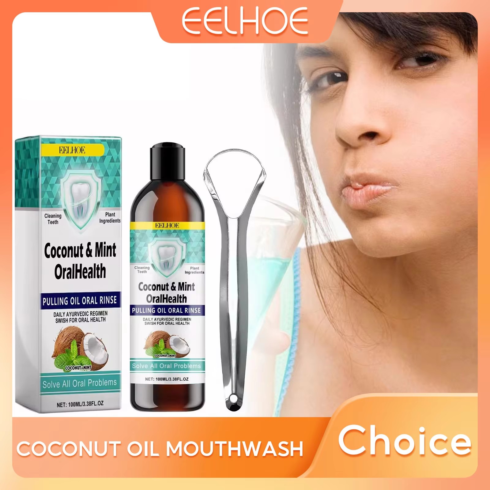 Teeth Whitening Oil Pulling - EELHOE Minyak Kelapa Mint Menarik Obat