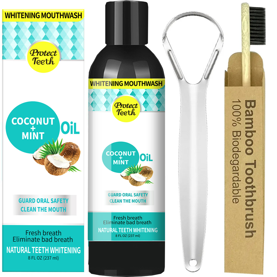 Teeth Whitening Oil Pulling - 237ml Minyak Pembersih mulut kelapa Mint,