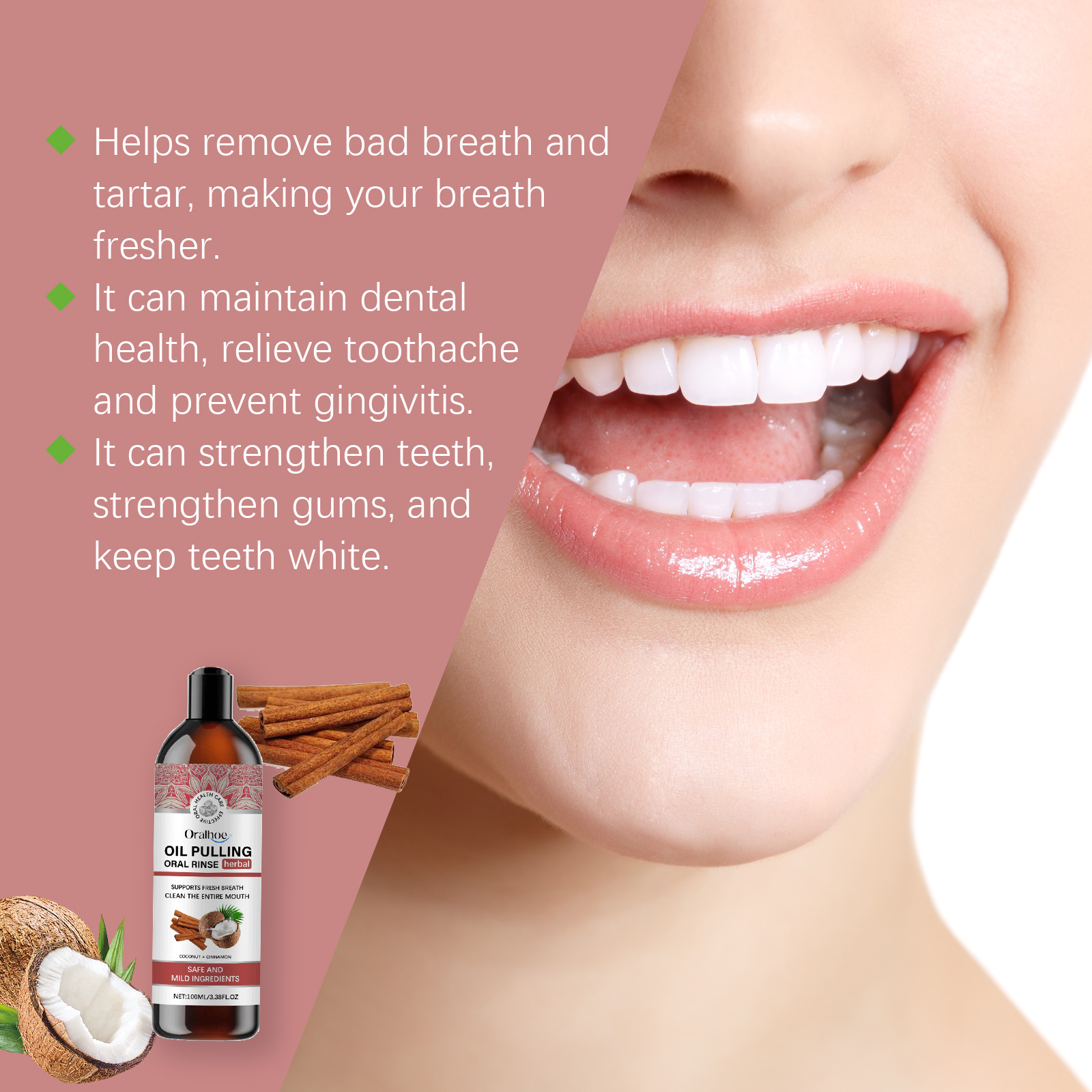 Minyak Penarik Kelapa Obat Kum - Teeth Whitening Oil Pulling ulasan dan harga