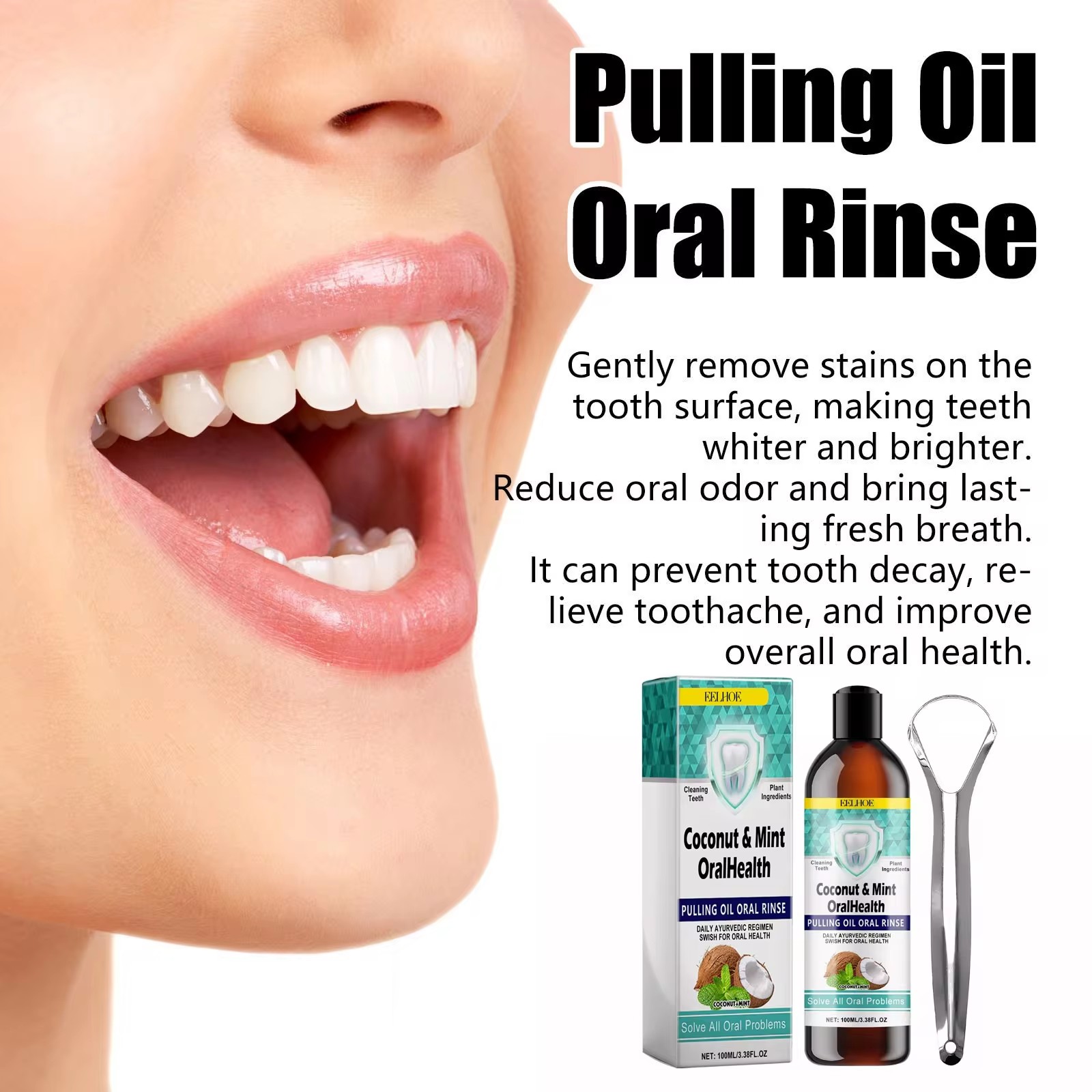 EELHOE Minyak Kelapa Mint Mena - Teeth Whitening Oil Pulling ulasan dan harga